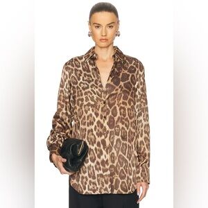 EQUIPMENT “Femme” Leopard 100% Silk Blouse Button Down Shirt Top, Retail $258